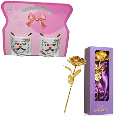 "Love Mug Pair Small Size -code012, 24k Golden Rose - Code 996 - Click here to View more details about this Product